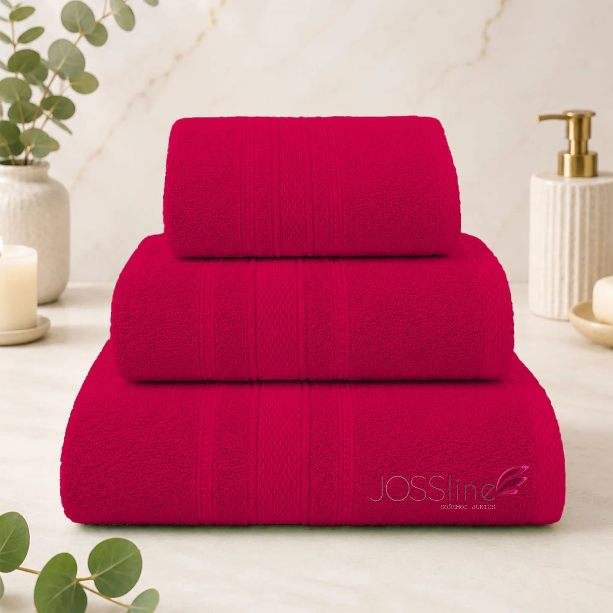 Set de toallas 100% algodón color burdeo – JOSSline