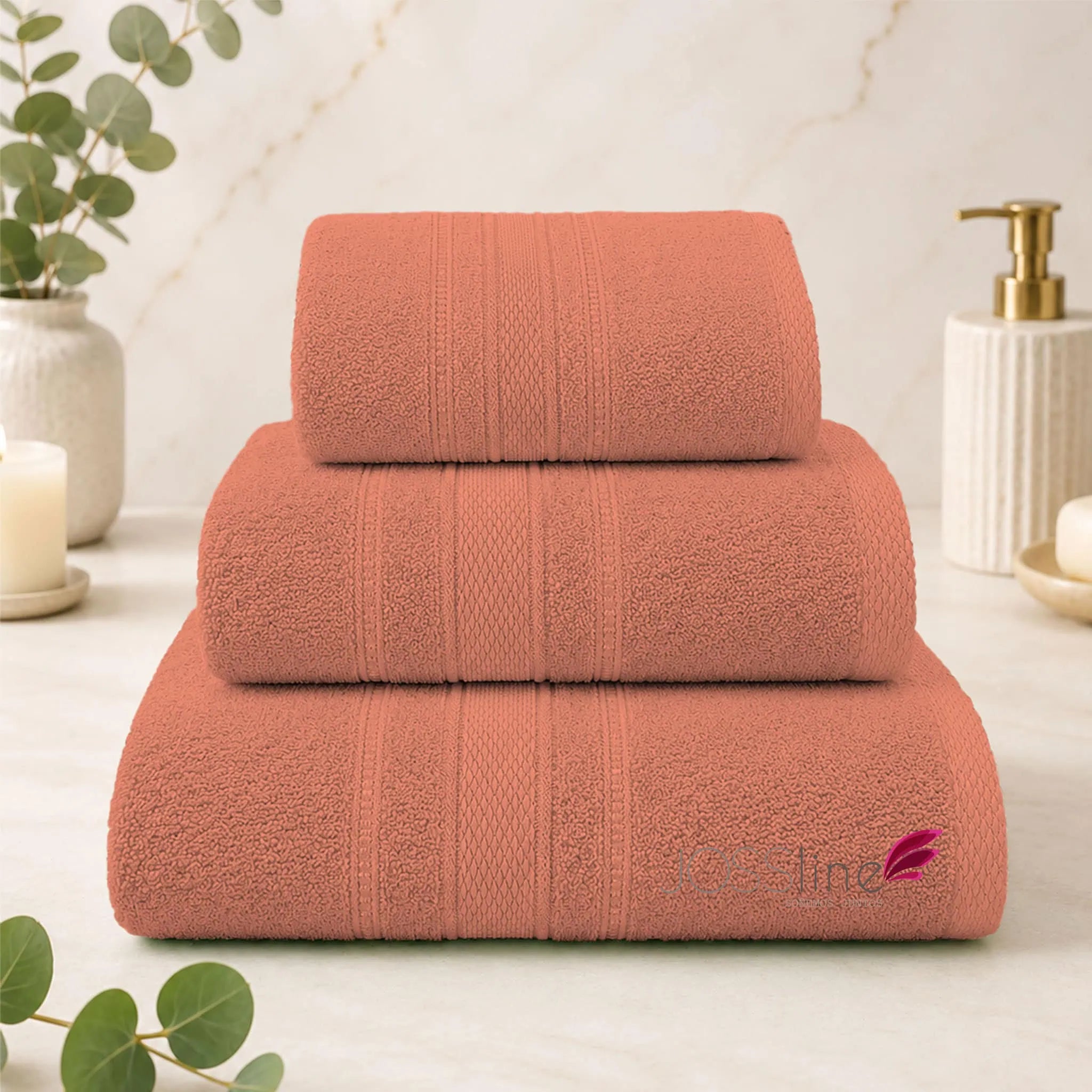 Set de toallas 100% algodón color coral – JOSSline