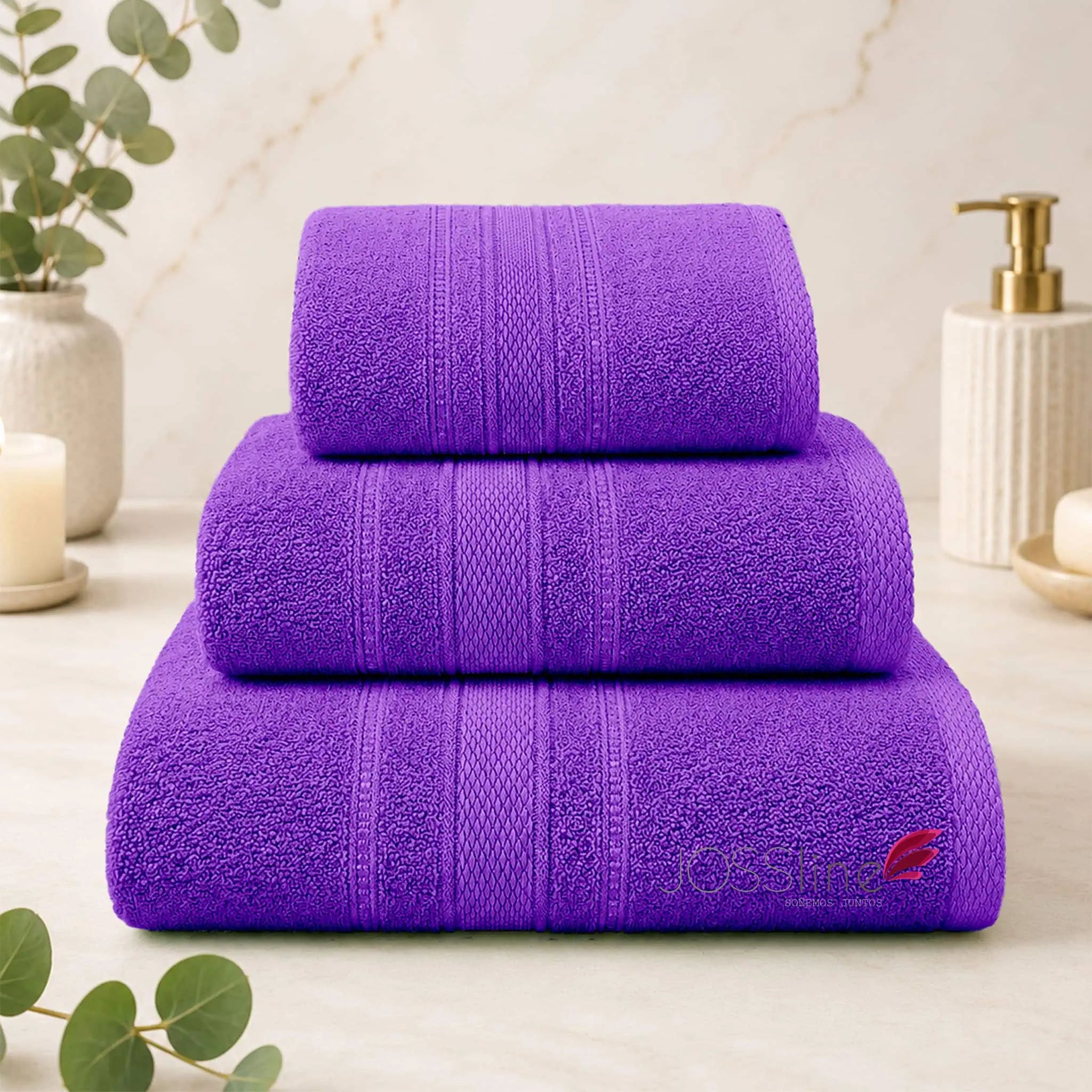 Set de toallas 100% algodón color morado – JOSSline