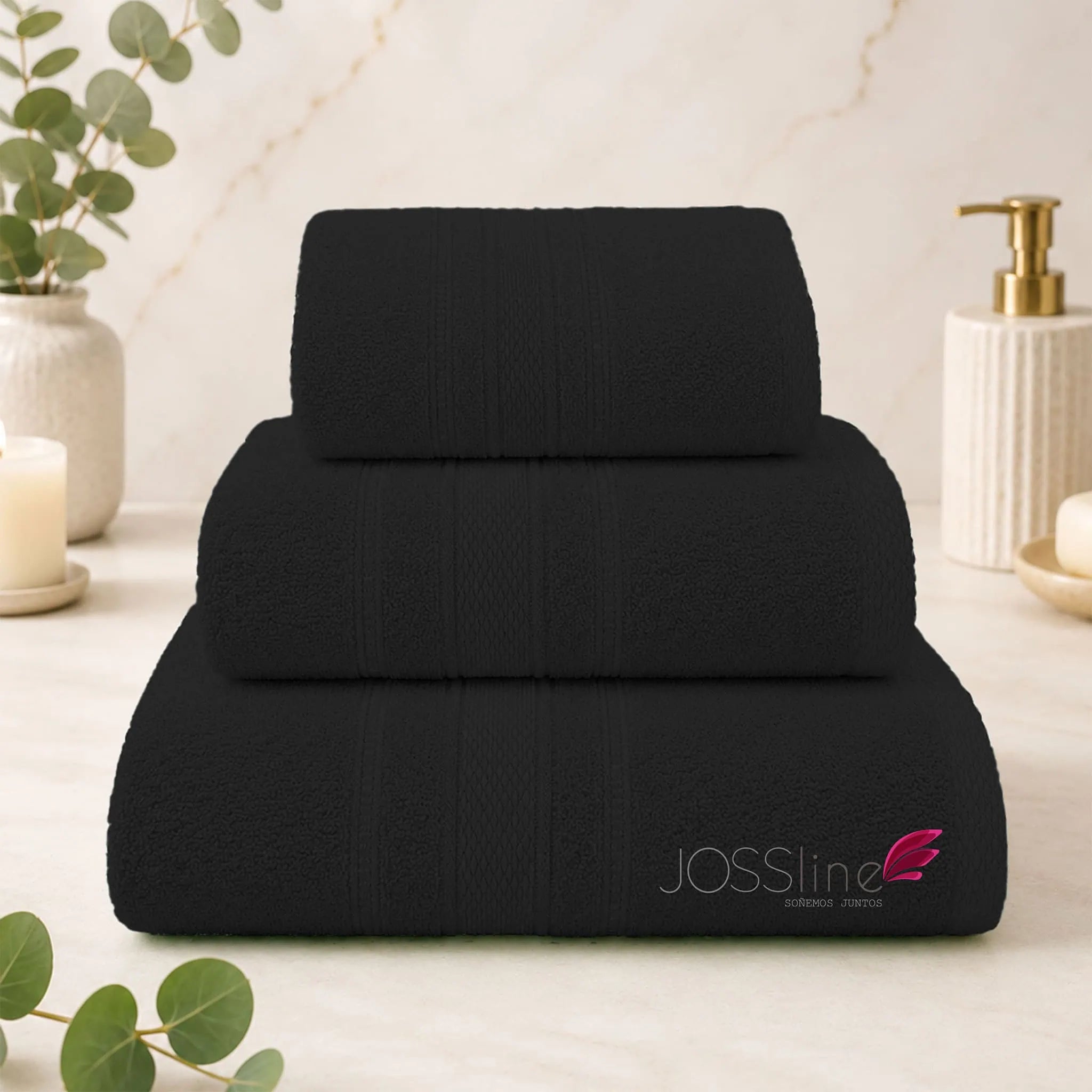 Set de toallas 100% algodón color negro – JOSSline