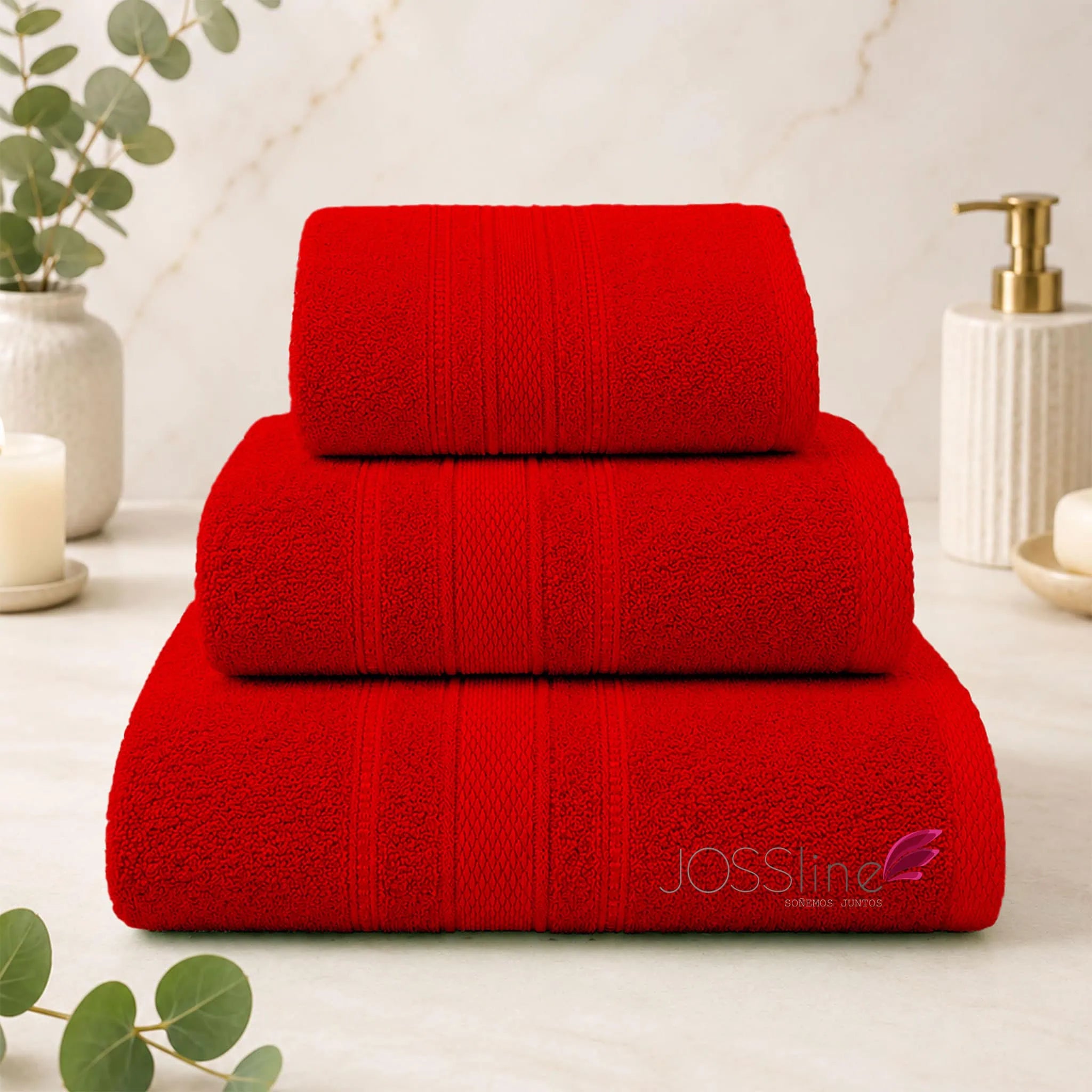 Set de toallas 100% algodón color rojo – JOSSline