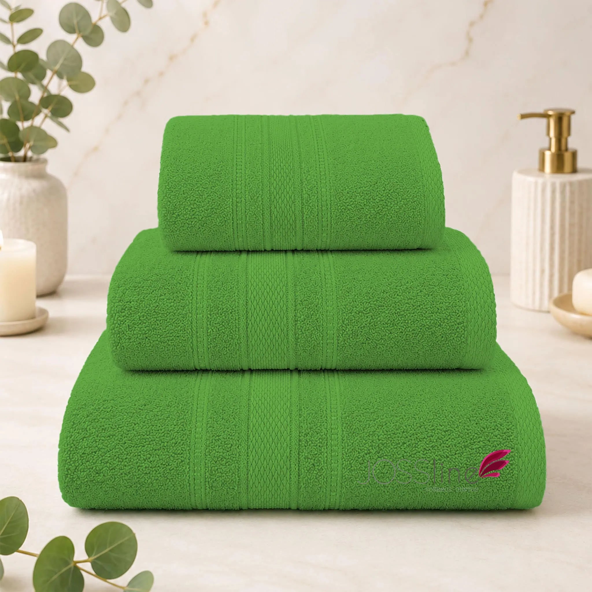 Set de toallas 100% algodón color verde limón – JOSSline