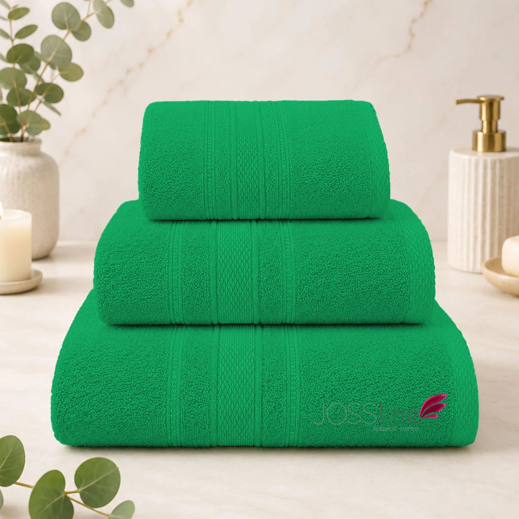 Set de toallas 100% algodón color verde navidad – JOSSline