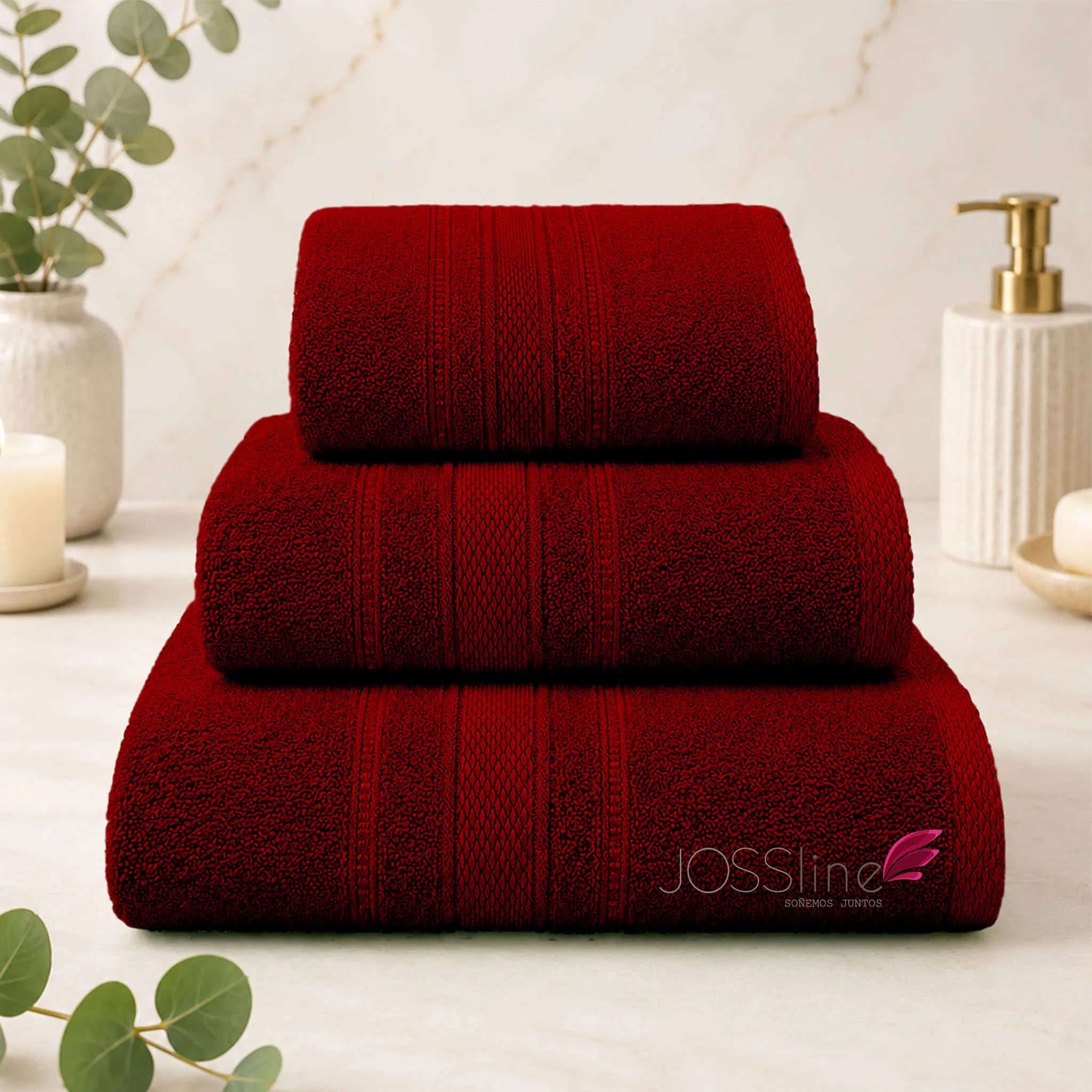 Set de toallas 100% algodón color vino – JOSSline
